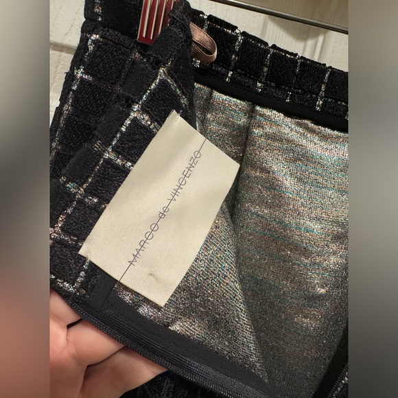 Marco de Vincenzo Black Laser Cut Pencil Skirt with rainbow metallic underlay - Picture 5 of 7